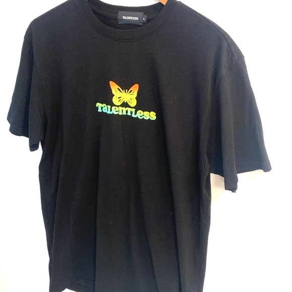 (A11) NEW TALENTLESS Black tee with Butterfly, Size Large, Unisex, NWOT - Picture 4 of 7